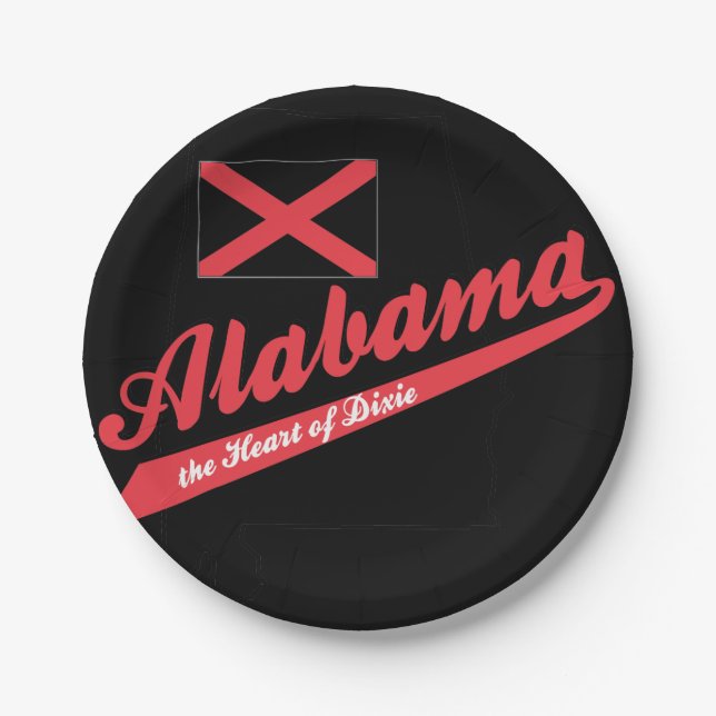 Alabama Heart of Dixie Paper Plate (Front)