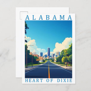 Alabama Heart of Dixie USA Travel Place Postcard
