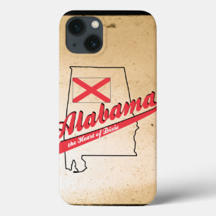 Alabama Heart of Dixie with Brown Background iPhone 13 Case