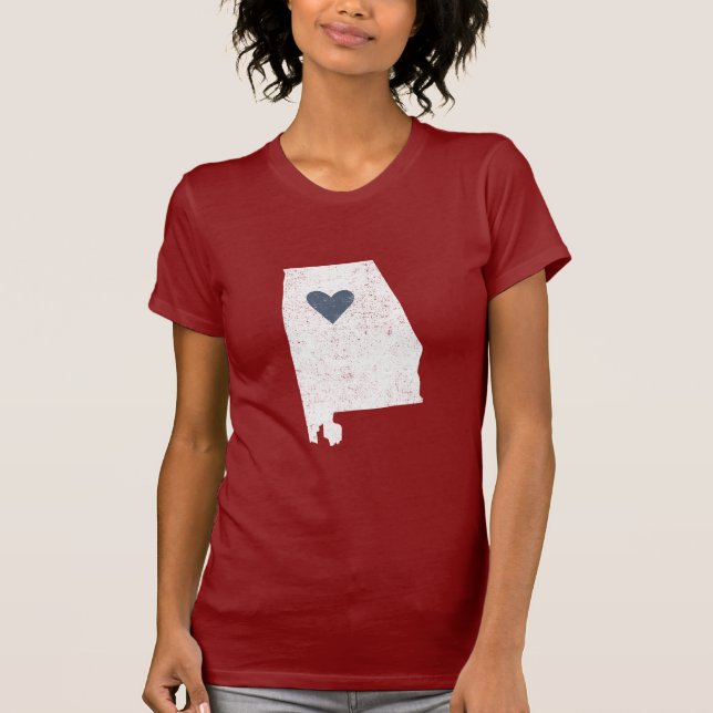 Alabama Heart shirt (white) - Customisable! (Front)