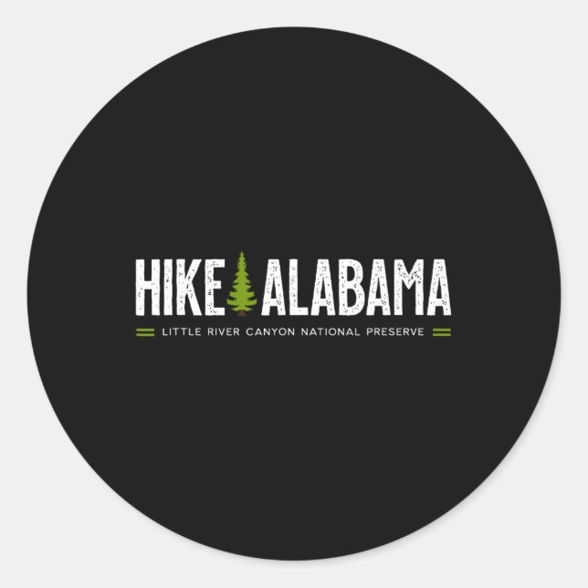 Alabama Hike Little River Canyon Tree Retro Graphi Classic Round Sticker (Front)