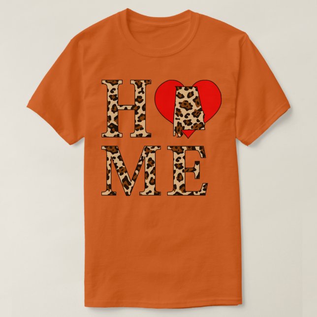 Alabama Home Leopard Print T-Shirt (Design Front)