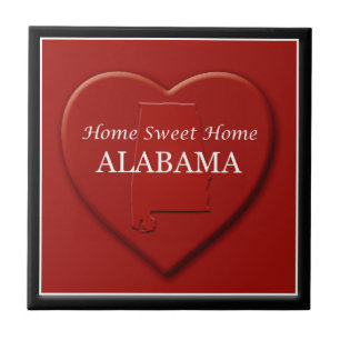 Alabama Home Sweet Home Heart Map Tile