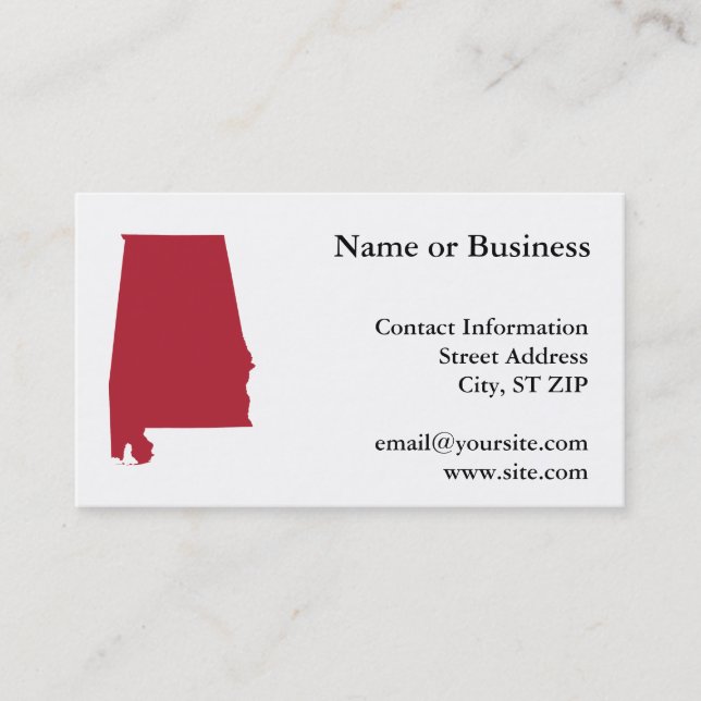 Alabama in Red Business Card (Front)