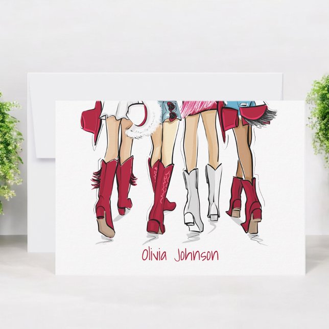 Alabama Ladies Cowboy Boots Crimson Fashion Custom Thank You Card (Creator Uploaded)