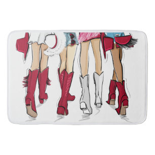 Alabama Ladies Fashion Cowboy Boot Red White Bath Mat