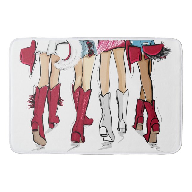 Alabama Ladies Fashion Cowboy Boot Red White Bath Mat (Front)