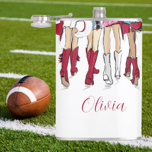 Alabama Ladies Fashion Cowboy Boots Hats Crimson Hip Flask