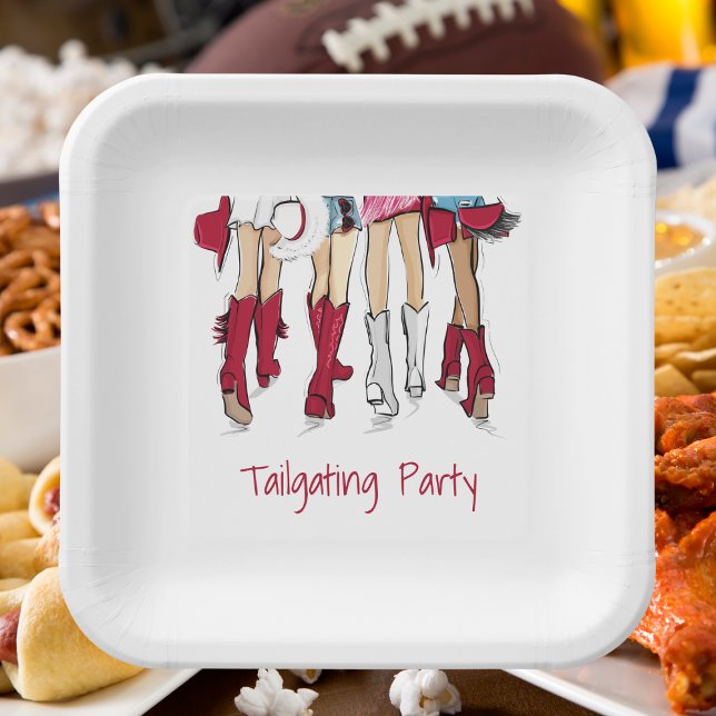 Alabama Ladies Fashion Cowboy Boots Tailgating Paper Plate (Creator Uploaded)