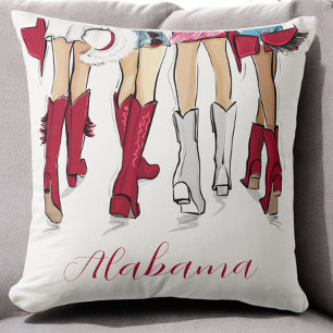 Alabama Ladies Fashion Crimson Cowboy Boots Hats Cushion