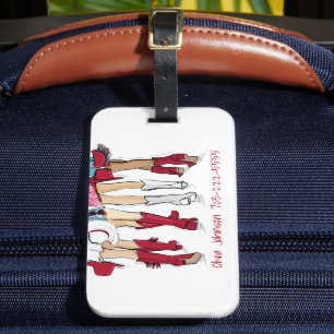 Alabama Ladies / Game Day Red Boots Cowgirl Custom Luggage Tag