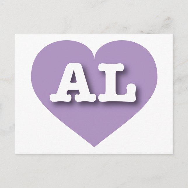 Alabama Lavender Heart - I Love AL Postcard (Front)