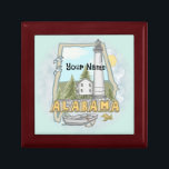 Alabama Lighthouse custom name Gift Box<br><div class="desc">Alabama Lighthouse custom name gift box by ArtMuvz Illustration. Matching watercolor lighthouse t shirt, apparel, nautical clothing, lighthouse collector apparel. Lighthouse gifts are a great way to show someone you care, especially if they love the ocean, the coast, or lighthouses themselves. Lighthouses are iconic symbols of hope, guidance, and safety,...</div>
