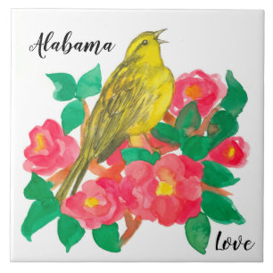 Alabama Love Yellowhammer Camellia Flowers Tile