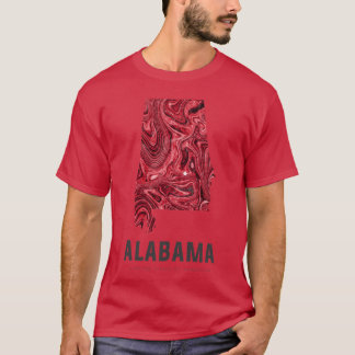 Alabama Map Art Abstract in Red T-Shirt
