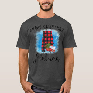 Alabama Merry Christmas Truck Buffalo Plaid Xmas T-Shirt
