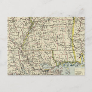 Alabama, Mississippi, Louisiana, Arkansas Postcard