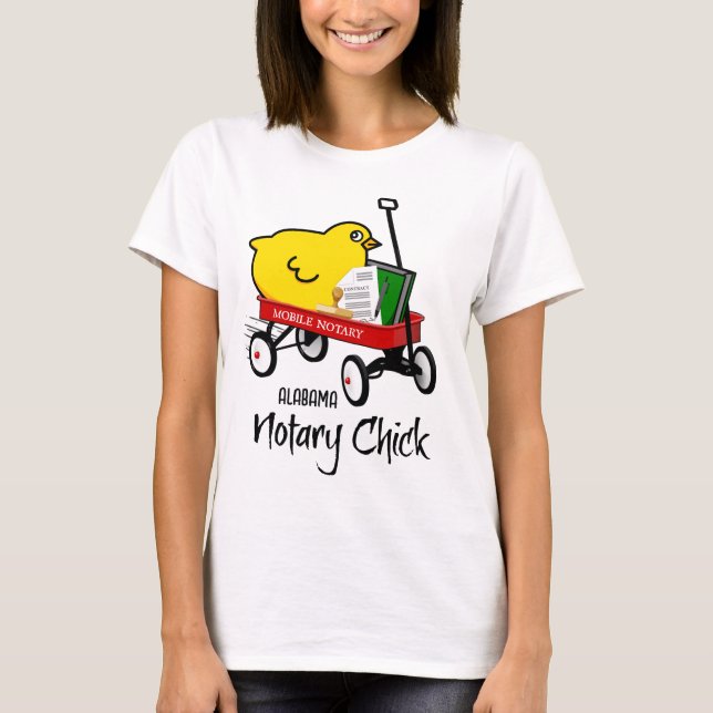 Alabama Mobile Notary Chick Red Wagon T-Shirt (Front)
