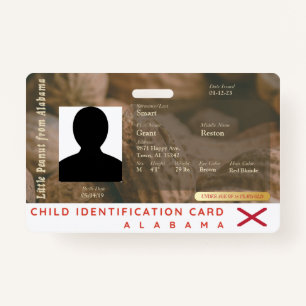Alabama- My Little Peanut Child ID ID Badge