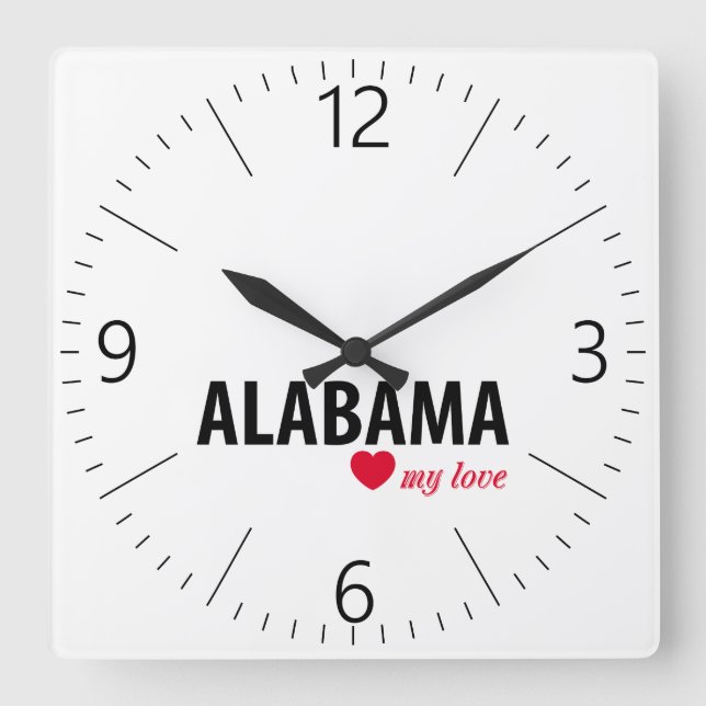 Alabama my love square wall clock (Front)