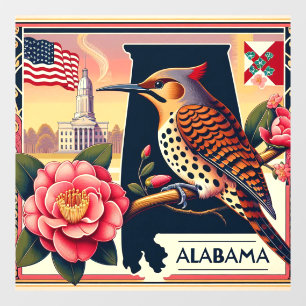 Alabama Northern Flicker Bird & Camellia Flower