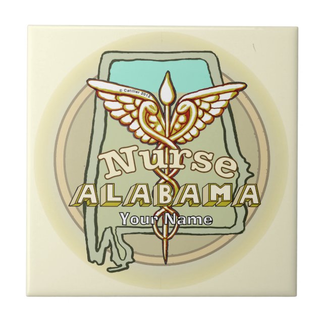 Alabama Nurse Caduceus Tile (Front)