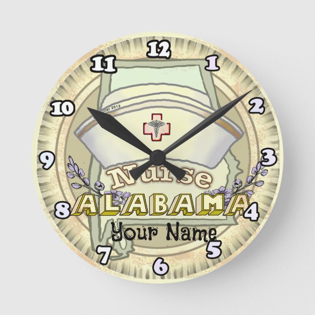 Alabama Nurse Round Clock (Front)