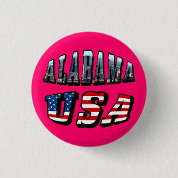 Alabama Picture and USA Flag Font 3 Cm Round Badge