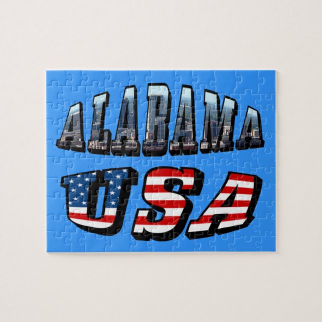 Alabama Picture and USA Flag Font Jigsaw Puzzle (Horizontal)