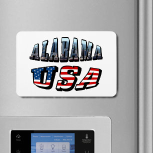 Alabama Picture and USA Flag Font Magnet