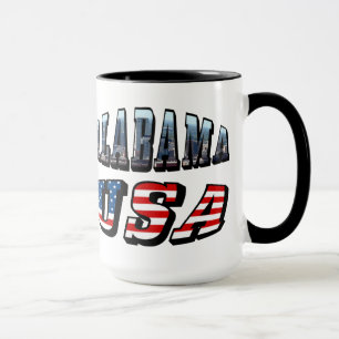 Alabama Picture and USA Flag Font Mug