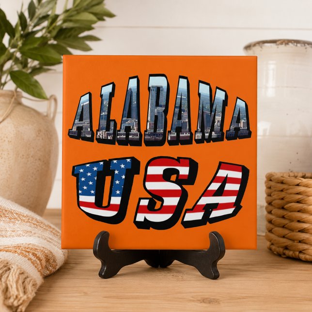 Alabama Picture and USA Flag Font Tile (Alabama Picture and USA Flag Font Tile)