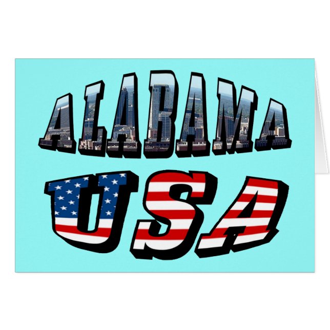 Alabama Picture USA Flag Font Greeting Card (Front Horizontal)