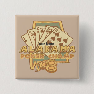 Alabama Poker Champ  15 Cm Square Badge