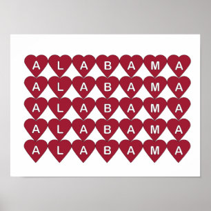 Alabama Pride Red Heart Gift Poster
