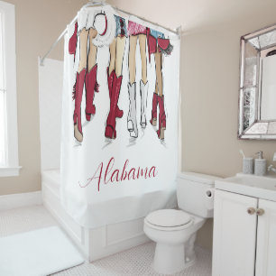 Alabama Red and White Game Day Girls / Southern Shower Curtain