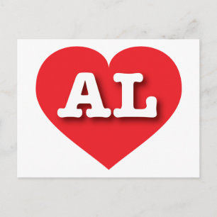 Alabama Red Heart - I love AL Postcard