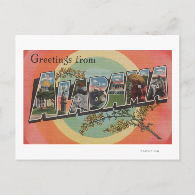 Alabama (Red/Pink) - Large Letter Scenes Postcard (Front)