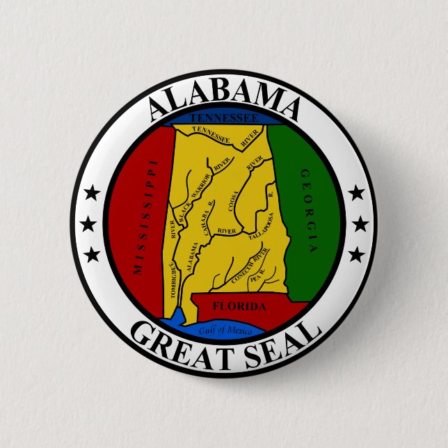 Alabama seal united states america flag symbol rep 6 cm round badge (Front)