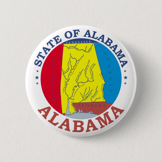 Alabama sign 6 cm round badge (Front)