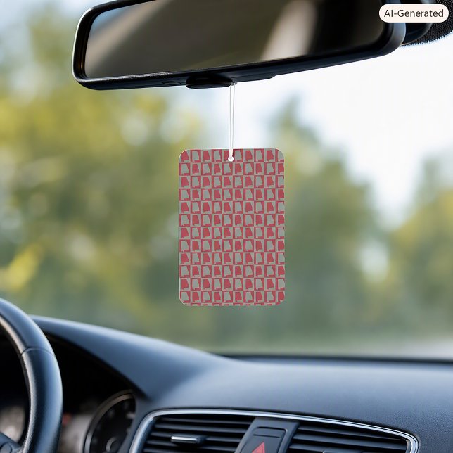 Alabama Silhouette Chequered Pattern Red Grey Car Air Freshener (An air freshner with a red and gray pattern featuring the US state of Arizona.)