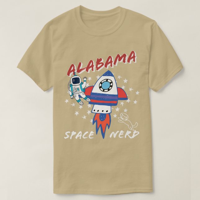 Alabama Space Nerd Universe Astronaut  T-Shirt (Design Front)