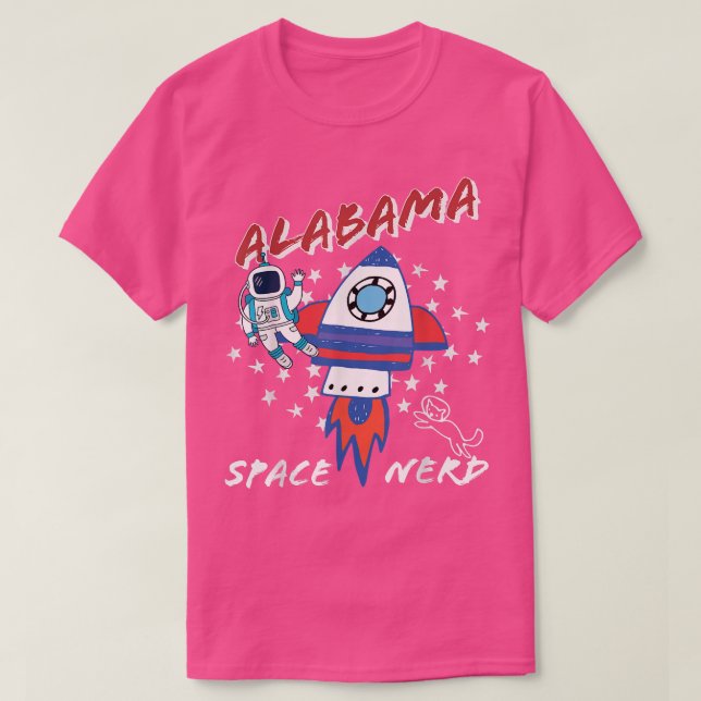 Alabama Space Nerd Universe Astronaut T-Shirt (Design Front)