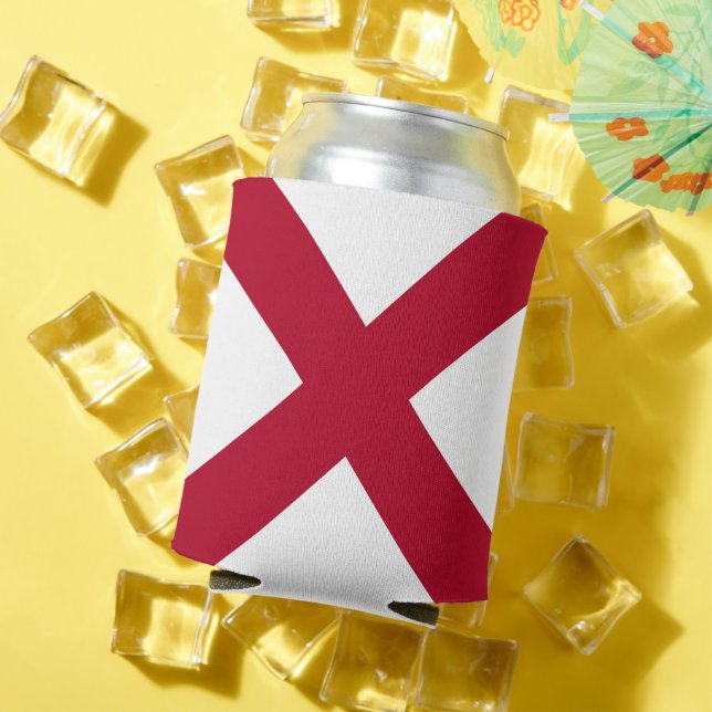 Alabama: St Andrew Crimson Cross Flag Can Cooler (In Situ Summer)