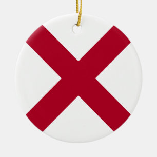 Alabama: St Andrew Crimson Cross Flag Ceramic Tree Decoration