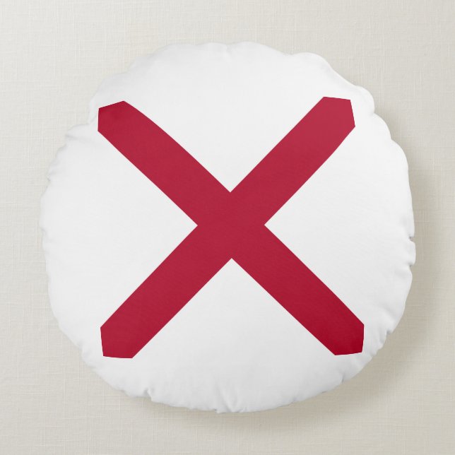 Alabama: St Andrew Crimson Cross Flag Round Cushion (Front)