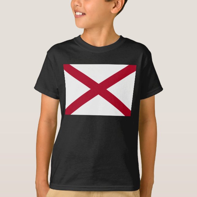 Alabama: St Andrew Crimson Cross Flag T-Shirt (Front)