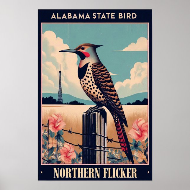 Alabama State Bird - Northern Flicker Vintage  Poster (Front)