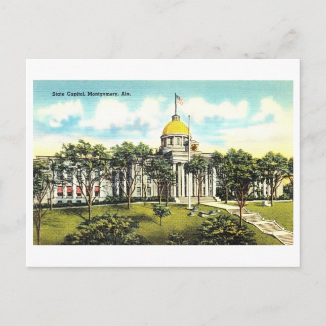 Alabama State Capitol in Montgomery Vintage Postcard (Front)