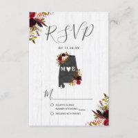 Alabama State Destination Rustic Wedding RSVP